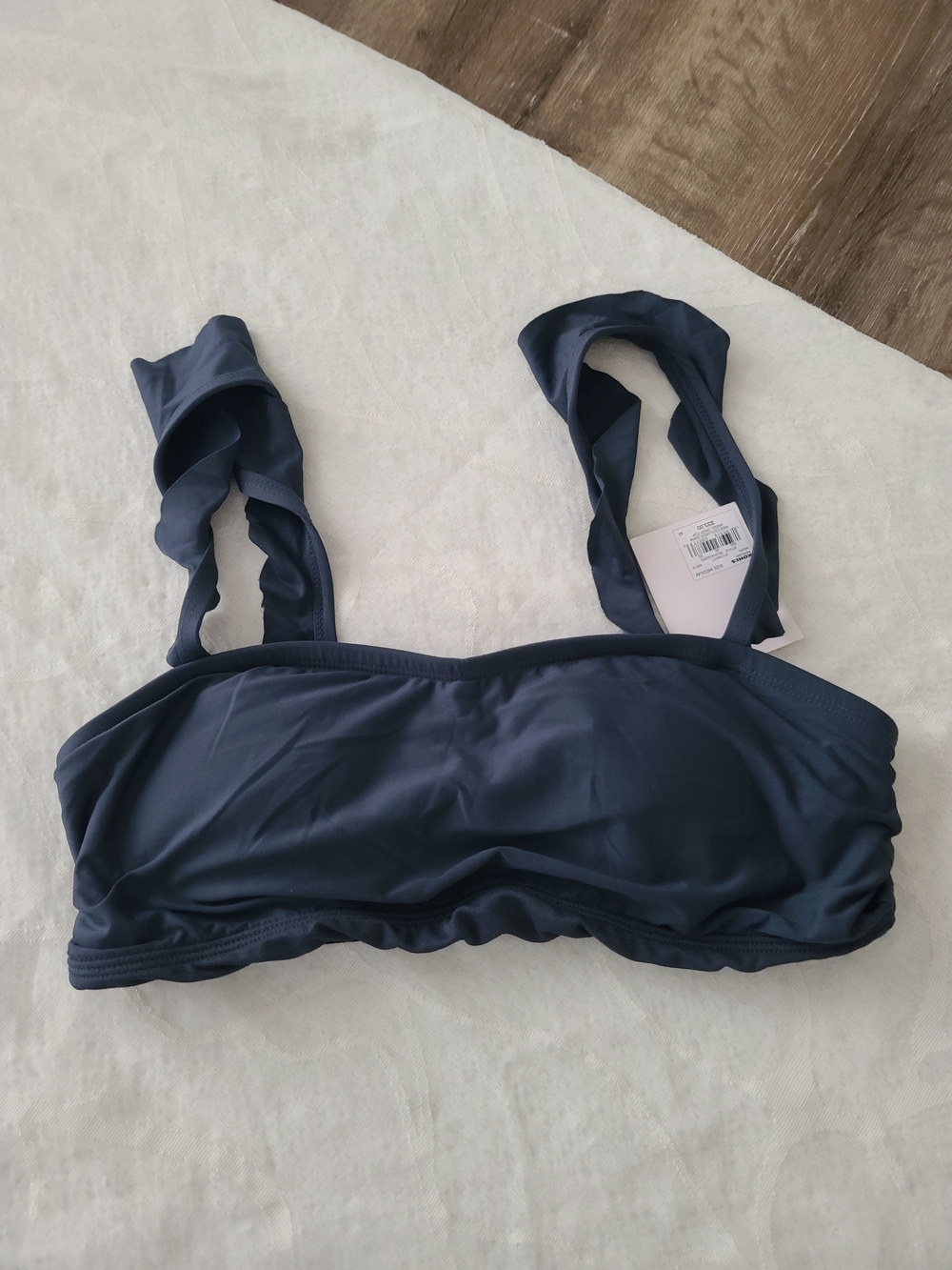 LC Lauren Conrad Navy Blue Ruffle Strap Bikini Top